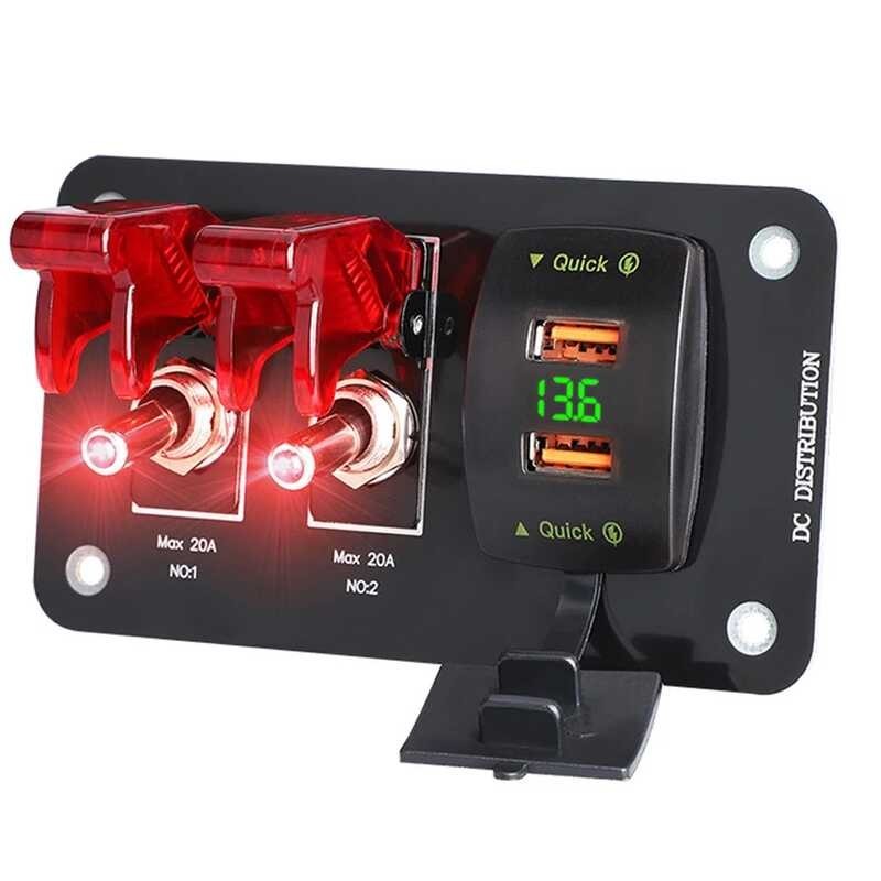 ☯ Car 3 Gang Heavy Duty Rocker Toggle Switch Panel Qc3.0 USB 36W Dual ...