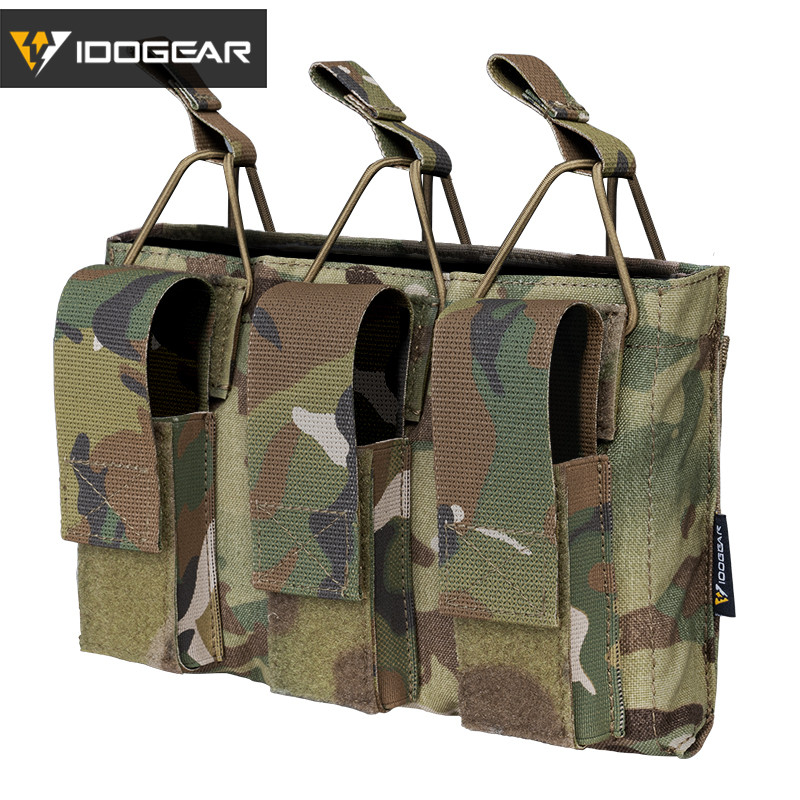 Porte-chargeurs Tactique WST - Triple Poche Pour 9mm/45acp, MOLLE, Open Top, Camouflage, Nylon