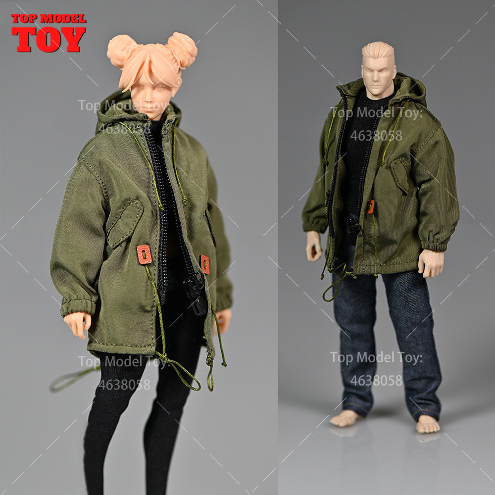 1/12 § Scale Hoodie Loose Coat Windbreaker Army Green Clothes Model For