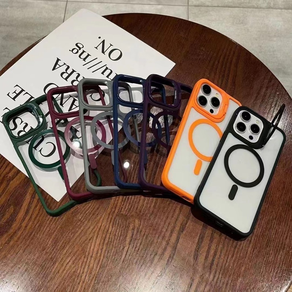 Luxury acrylic transparent metal holder phone case suitable