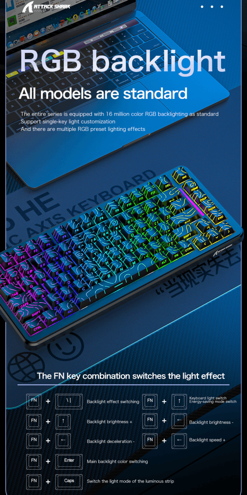 ATTACK SHARK X82 PRO HE Comics Wireless 3 Mode Mechanical Keyboard ...