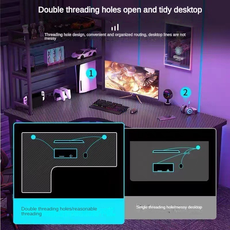 Gaming table computer table Carbon Fiber Gaming L Shape Gaming Desk ...