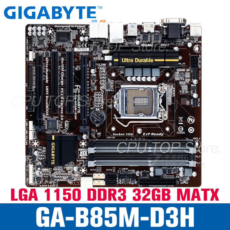 Carte Mère Gigabyte GA-B85M-D2V-SI, LGA1150, DDR3, MicroATX, Occasion