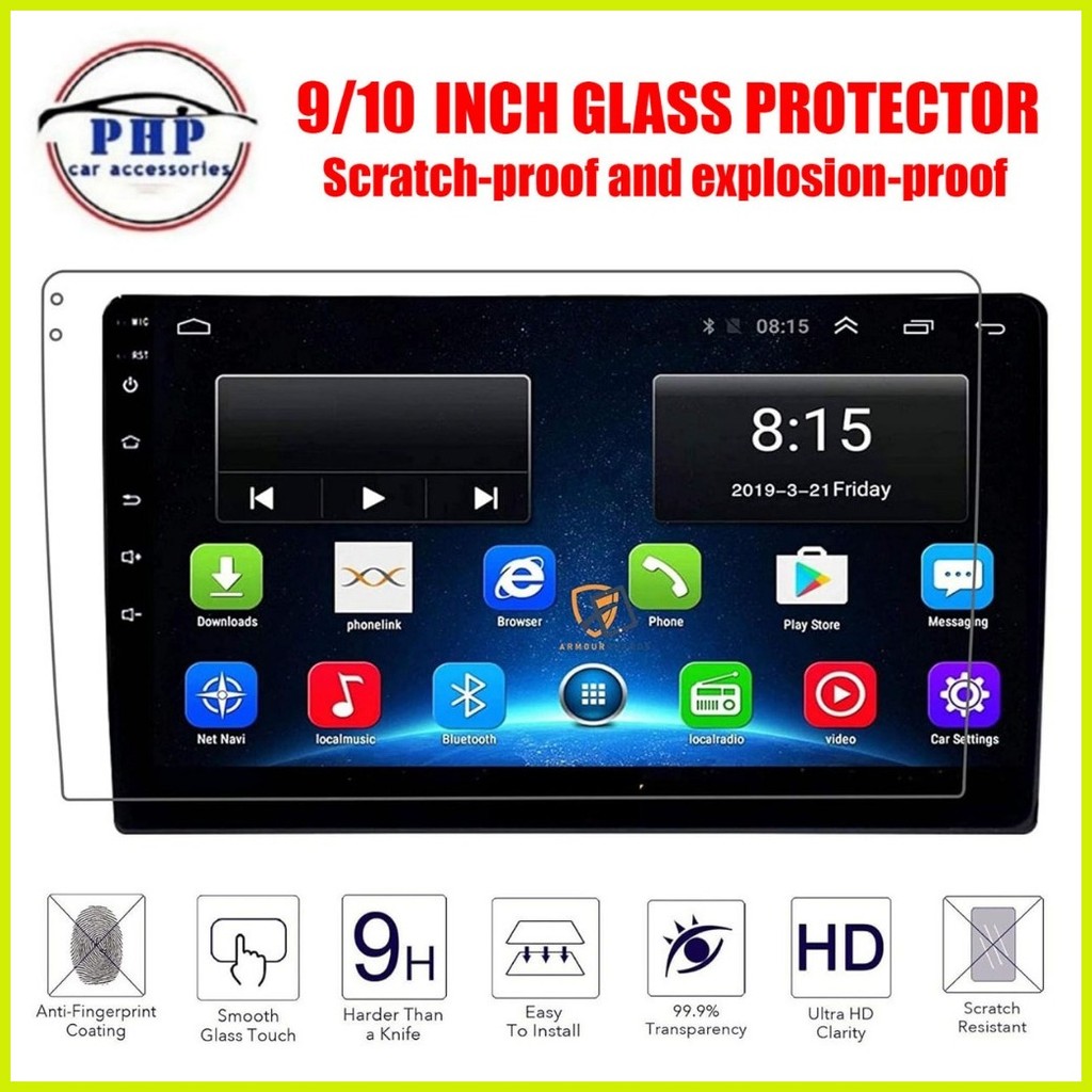 ∈ Android Car Stereo Screen Protector 9/10 inches for Head Unit Clear ...