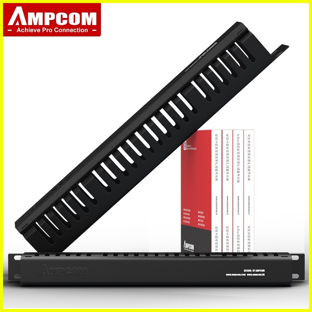 AMPCOM Vertical Cable Manager, 1U Cable Management Horizontal Mount 19 ...