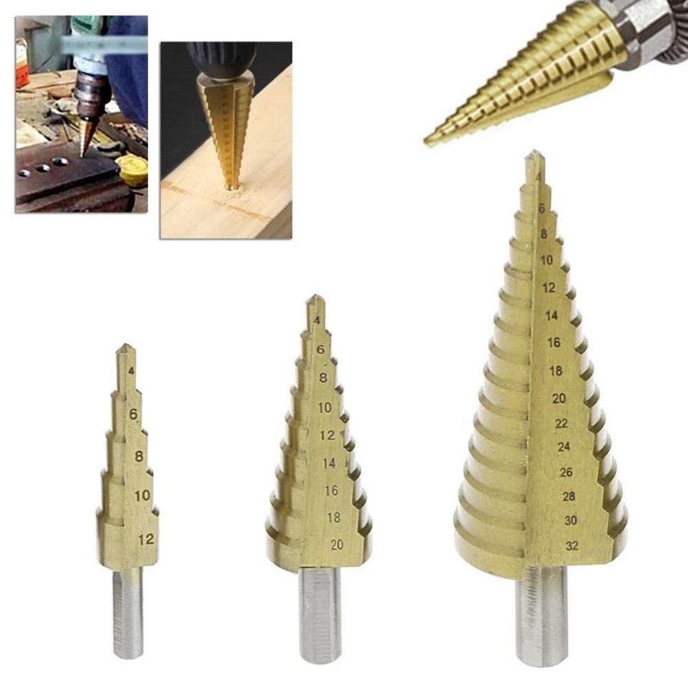 [WOES] HSS Steel Step Cone Titanium Coated Metal Drill Bit Hole Cutter