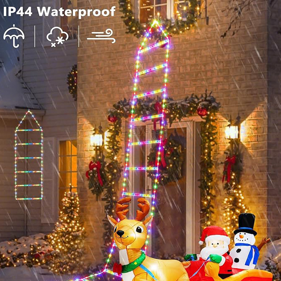 Ligyetor LED Santa Claus Climbing Ladder Light USB Christmas String ...