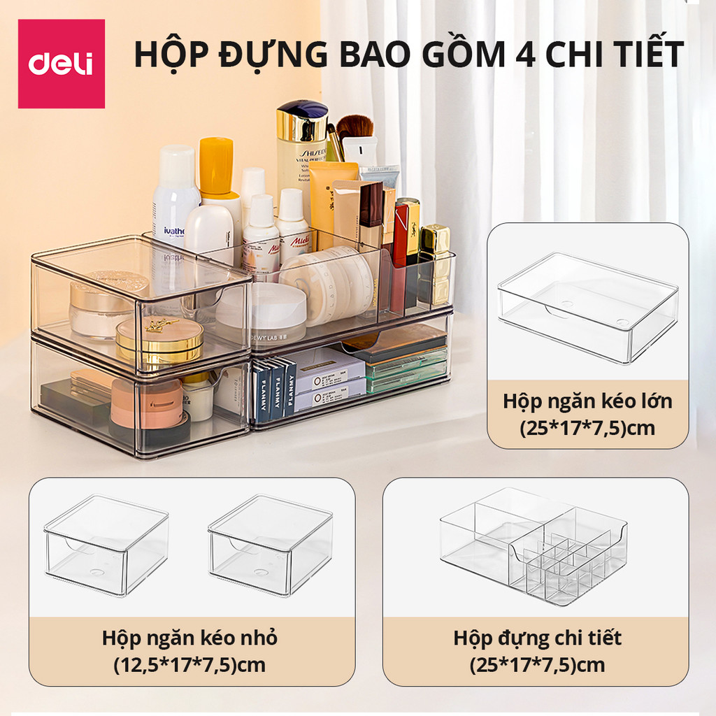 Deli Desktop Multi-Purpose Storage Tray - Transparent Stationery School ...