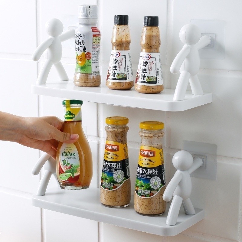 【COD】Wall Hanging Bathroom Human Hook Rack Floating Wall Ledge Plastic ...