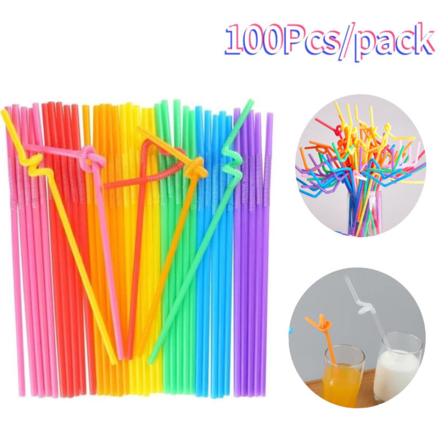 in stock 100pcs/Pack 26cm Colorized Tortuous Thin Milktea Disposable ...