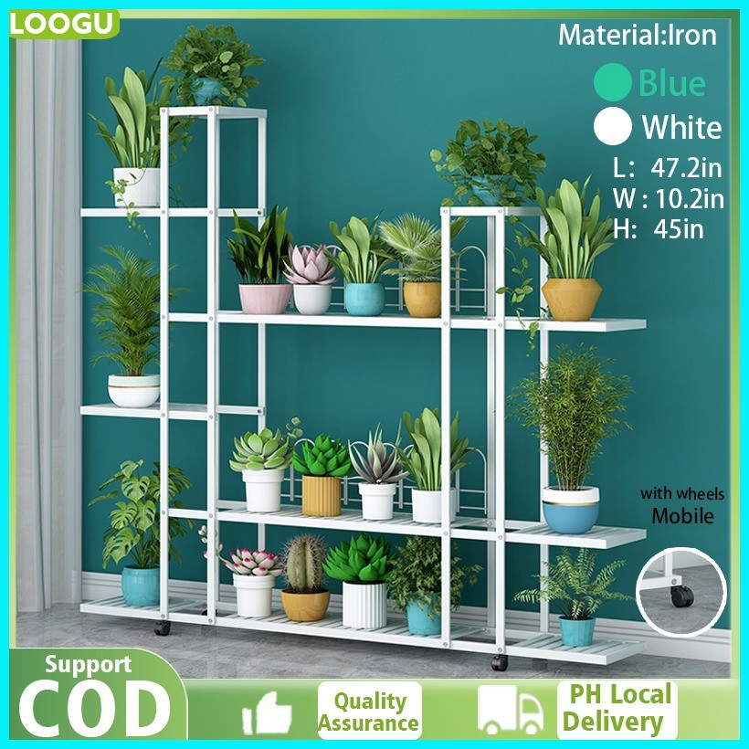 Plant Rack Balcony Plant Stand Indoor Outdoor Flower Pot Rack Metal ...
