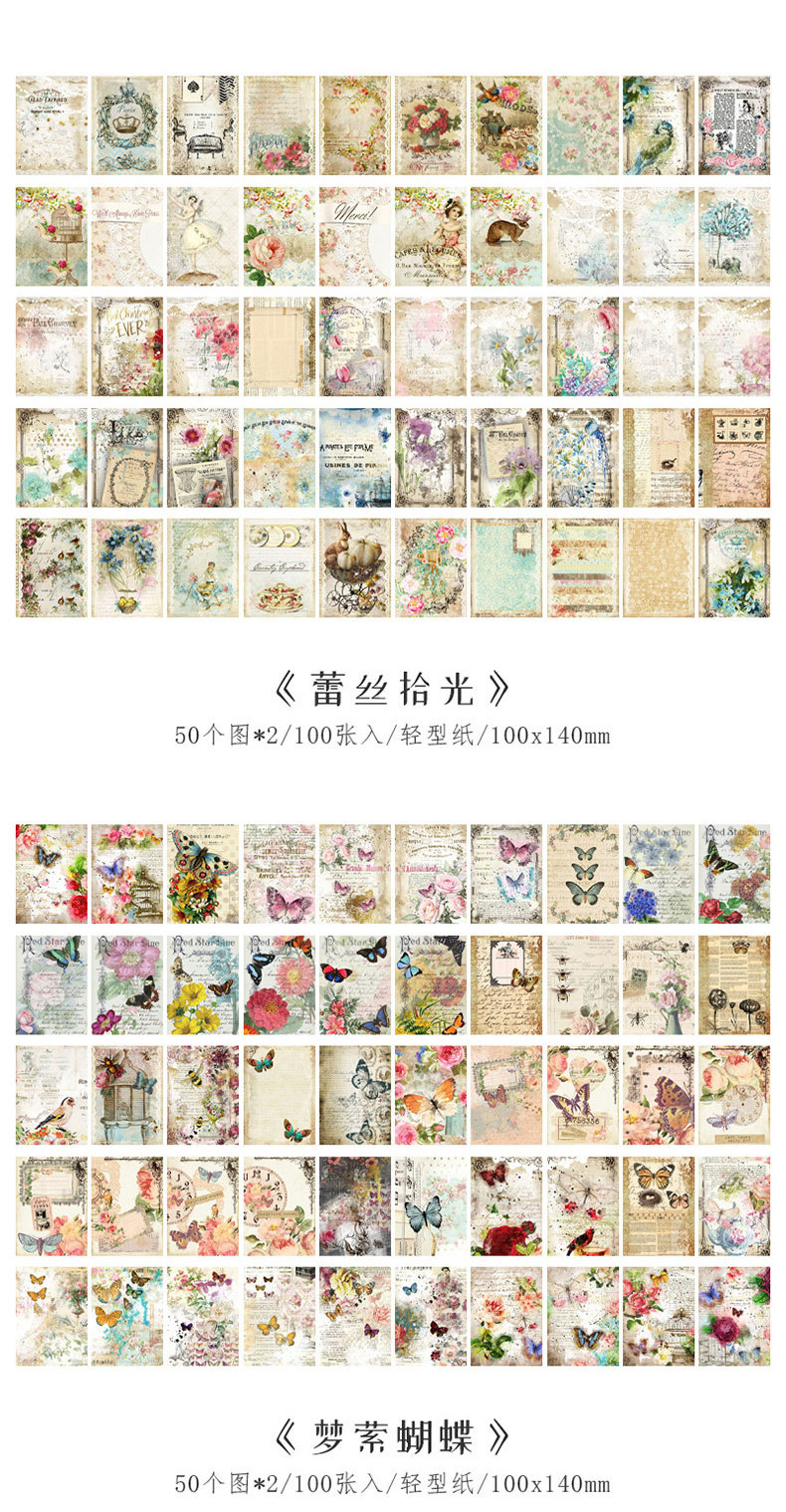 Journamm 100pcs/pack Vintage Scrapbook Paper DIY Scrapbooking Collage ...