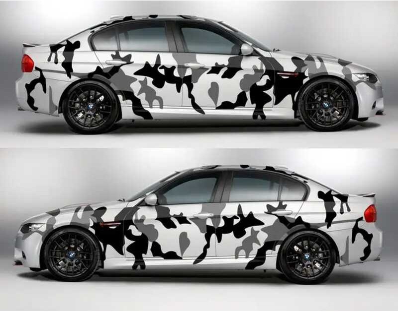 Universal Camouflage Vinyl Decal Kit Camo Car Stickers Black & Grey ...