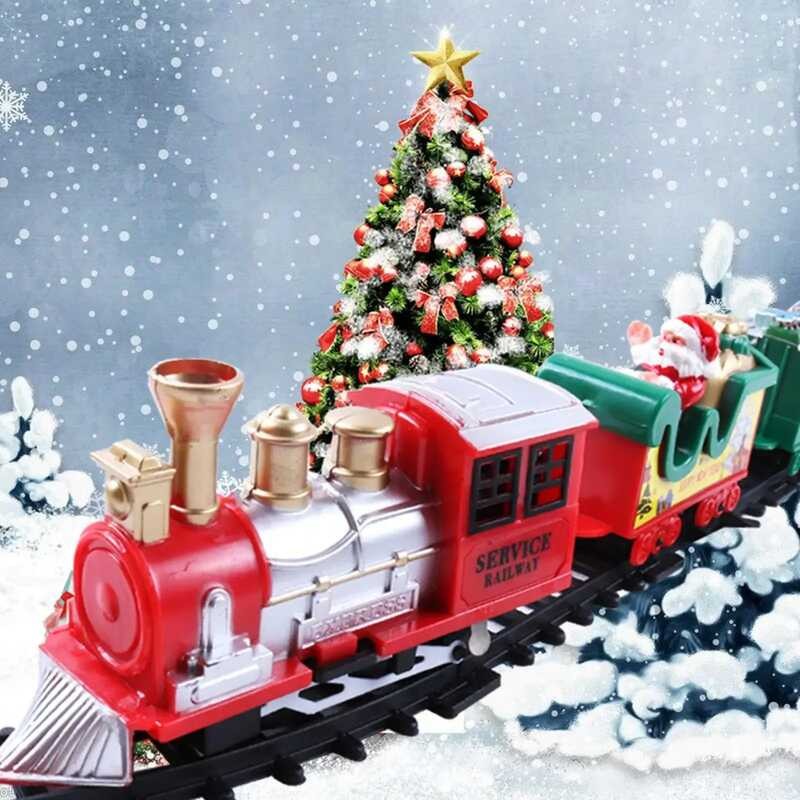 C6 Electric Christmas Train Toy Set Car Railway Trac Steam Locomotive ...
