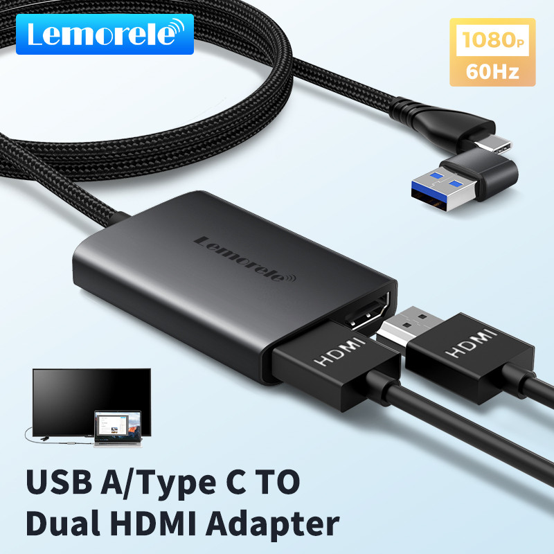 Lemorele Hd10 C/Usb To Dual HDMI Adapter 1080P 60Hz Extend 2 Different