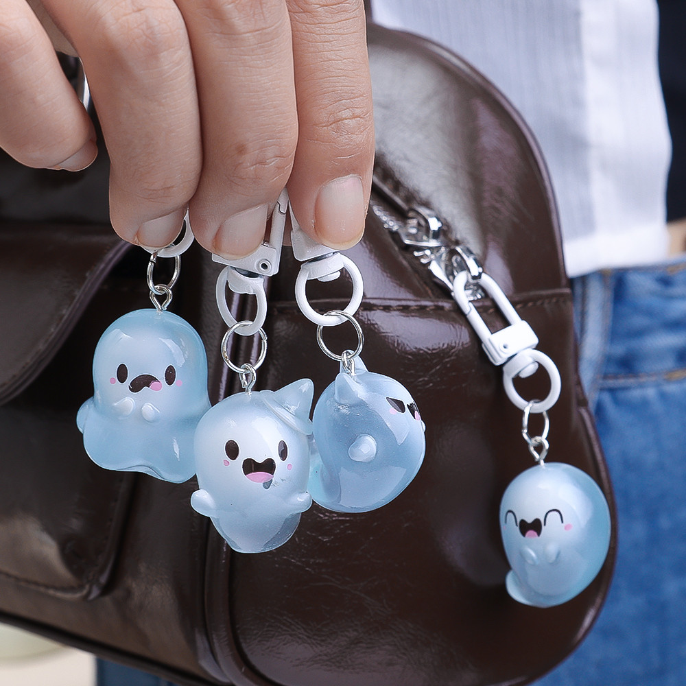 Cute Glow-in-the-dark Halloween Ghost Keychain - Creative Charm Bag Elf ...