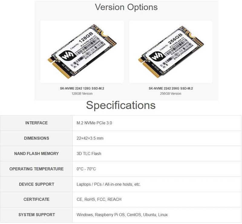 SK UeeKKoo 256GB M2 NVME 2242 Solid State Drive, PCIe Gen3 x4 Interface