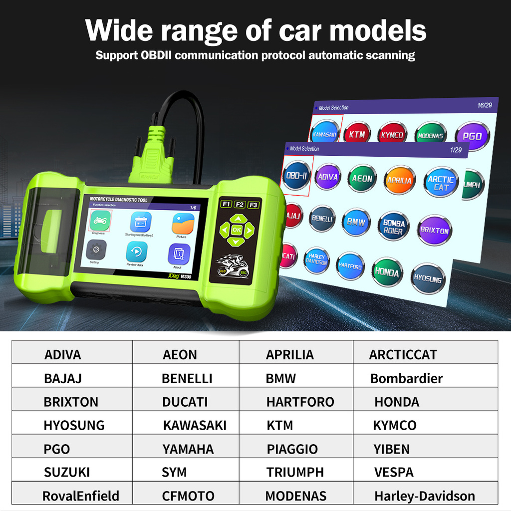 JDiag M300 Motorcycle Scanner For Yamaha Honda D87 D88 CO idle speed