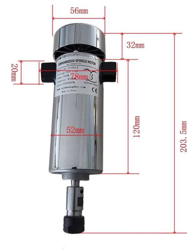 Air-cooled 800W High-speed Spindle Motor DC110V 20000 RPM ER1/ER16 ...