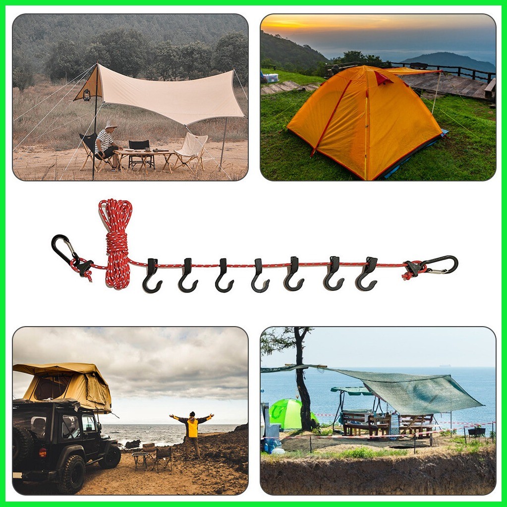 ☎ Canopy Hanging Rope Camping Outdoor Windproof Clothesline Adjustable ...