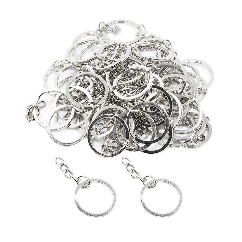 100Pcs/Bag Key Ring With Chain Metal Keychain Rings Key Chain Key ...