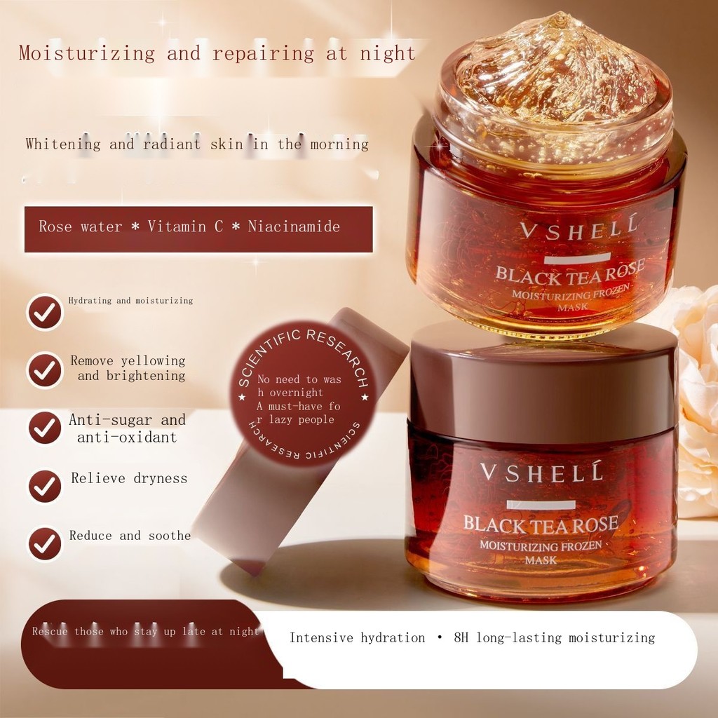 Black Tea Rose Sleeping Mask Niacinamide Moisturizing Soothing Mask ...