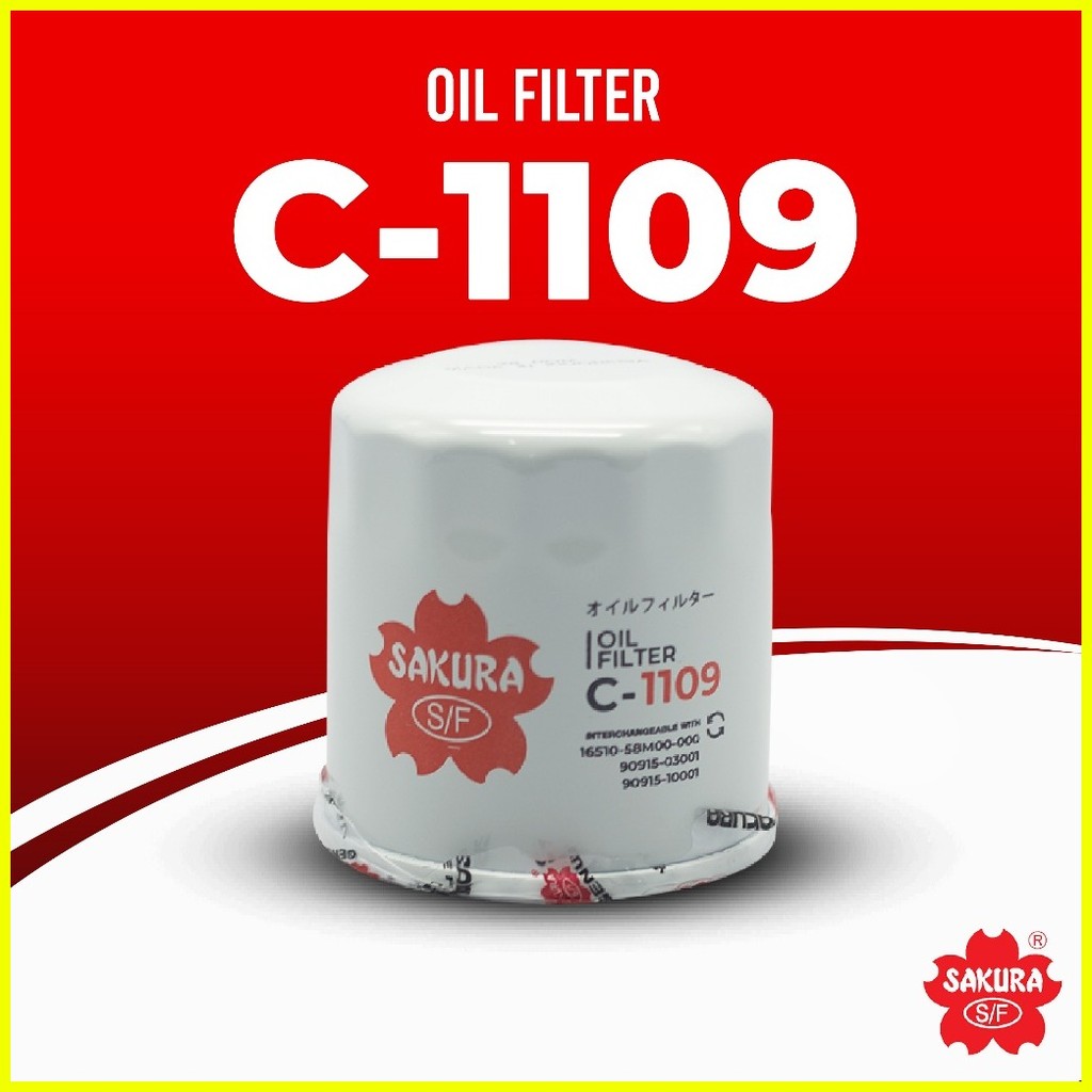 ☎ ℗ Sakura Oil Filter C1109 for Toyota Vios, Wigo, Yaris, Altis, Avanza ...