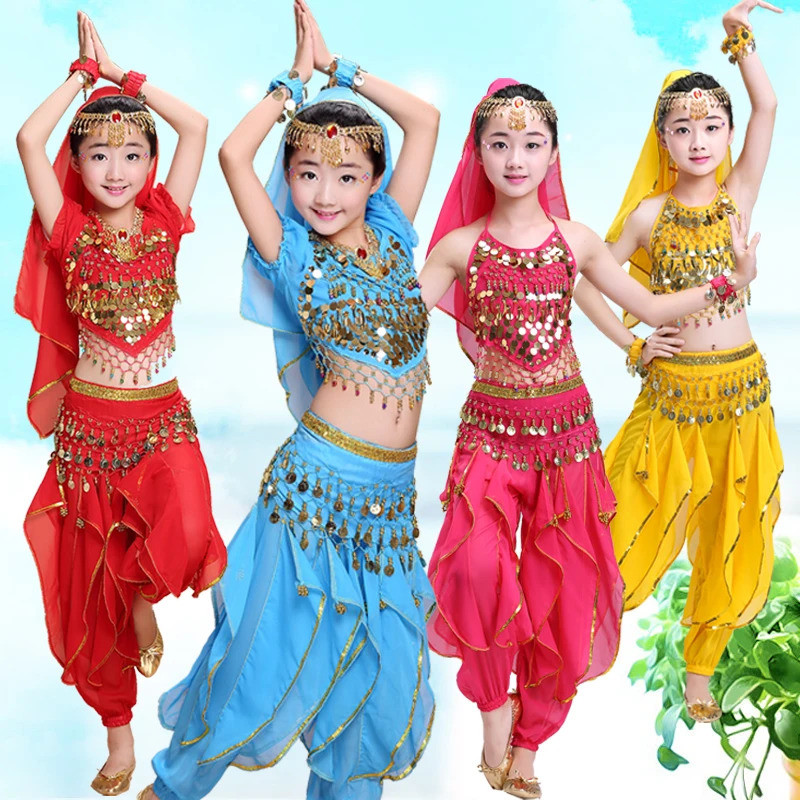♀ New Children Dance Costume Set Kids Belly Dancing Girls Bollywood