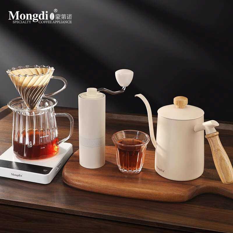Mongdio Pour Over Pot Machine Hand Crank Grinder Coffee Utensils Full ...