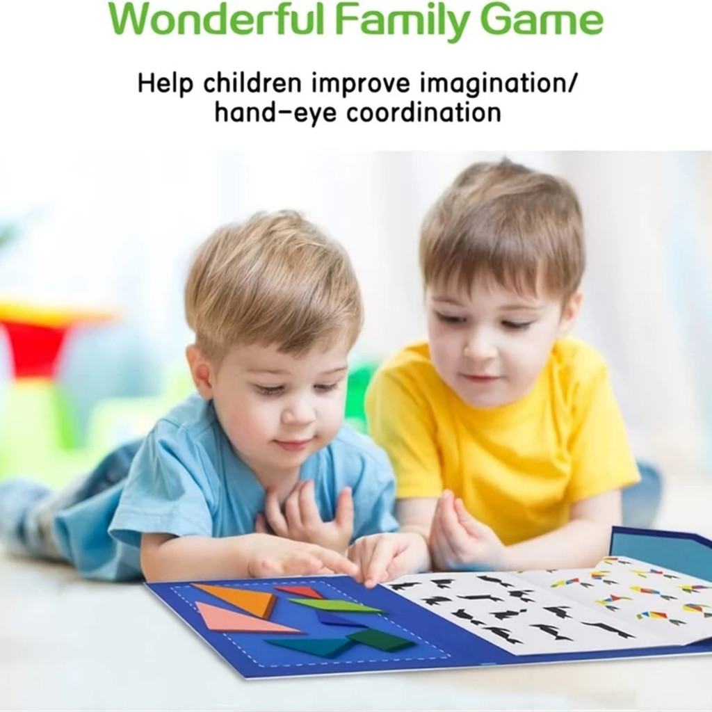 Kids 3D Magnetic Tangram Puzzle Educational Geometric Shapes Jigsaw ...