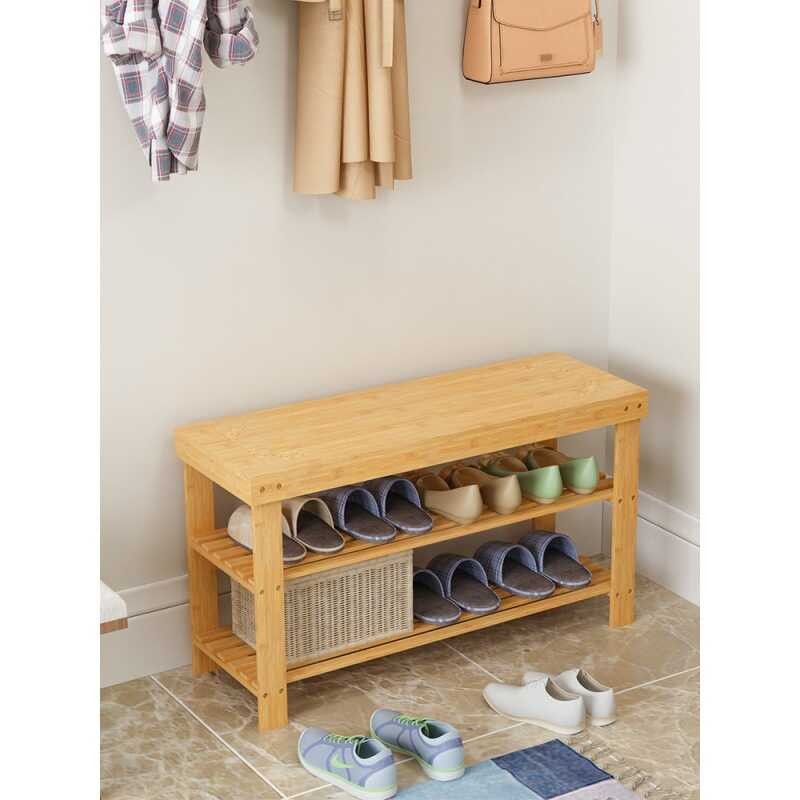 Changing Bench for Home Entrance, Sit-on Solid Wood Rack, Wearing Long ...