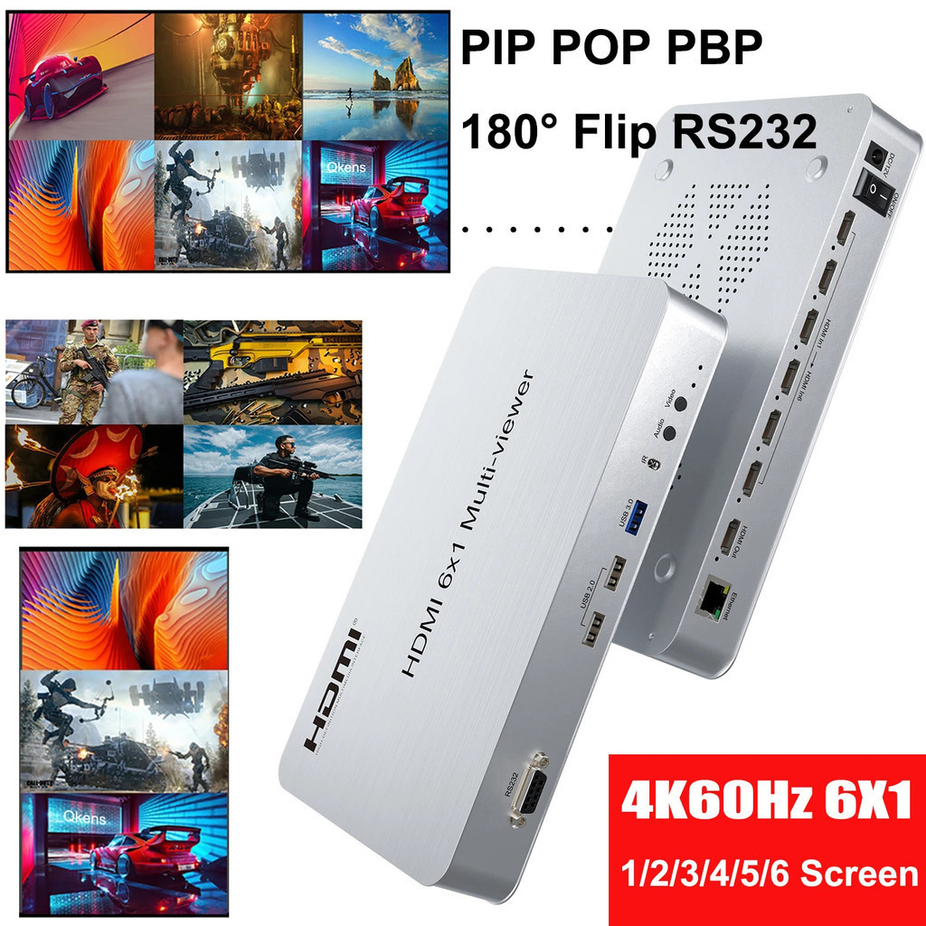 1080p 4K 60hz 6x1 HDMI Multiviewer 2 3 4 5 6 Screen Splitter 4x1 Quad ...