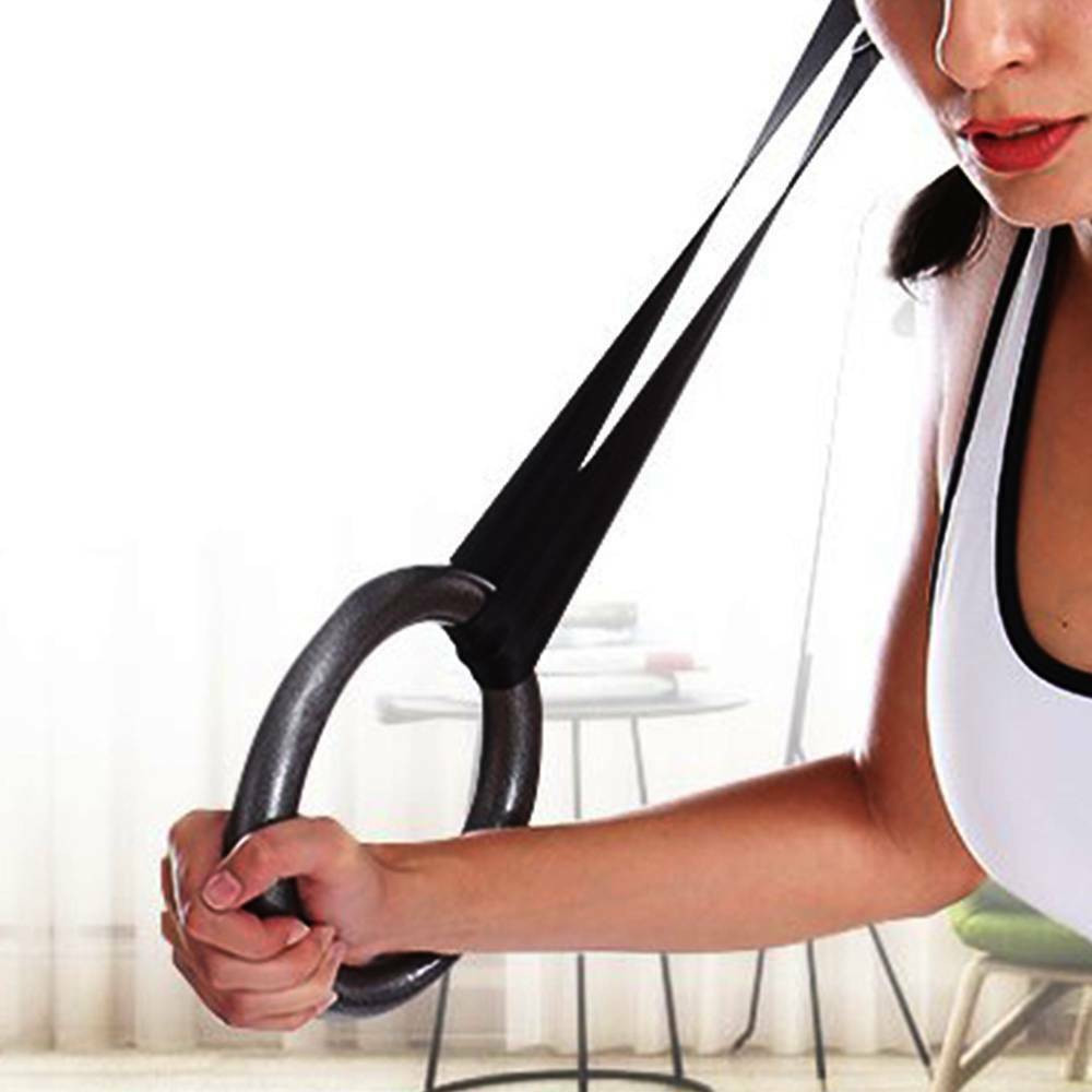 1 Pair Adjustable Black Gymnastics Ring Muscle Exercise Trength ...