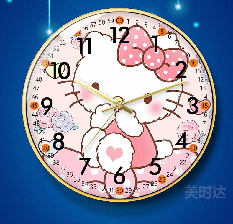 Cartoon Cartoon Wall Clock Hello Kitty Silent Clock Cartoon Children's ...
