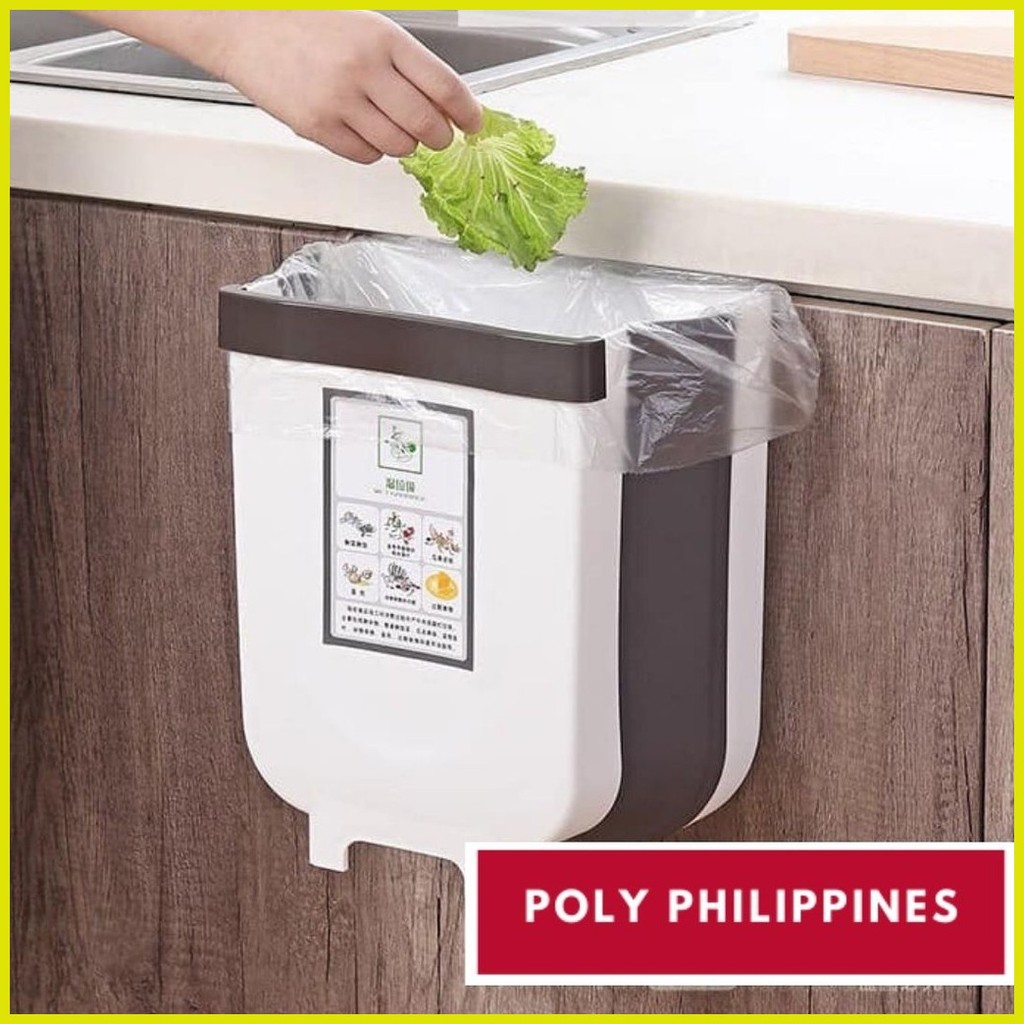 POLY Hanging Foldable Wall Mounted Trash Can Large Opening Space Saver ...