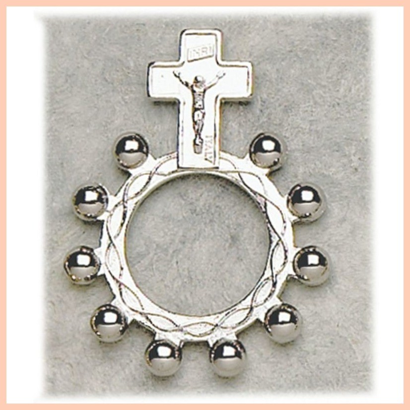 Catholic Crucifix Wood Finger Rosary Ring – One Decade Prayer Ring, Lot Of 6, Brazil