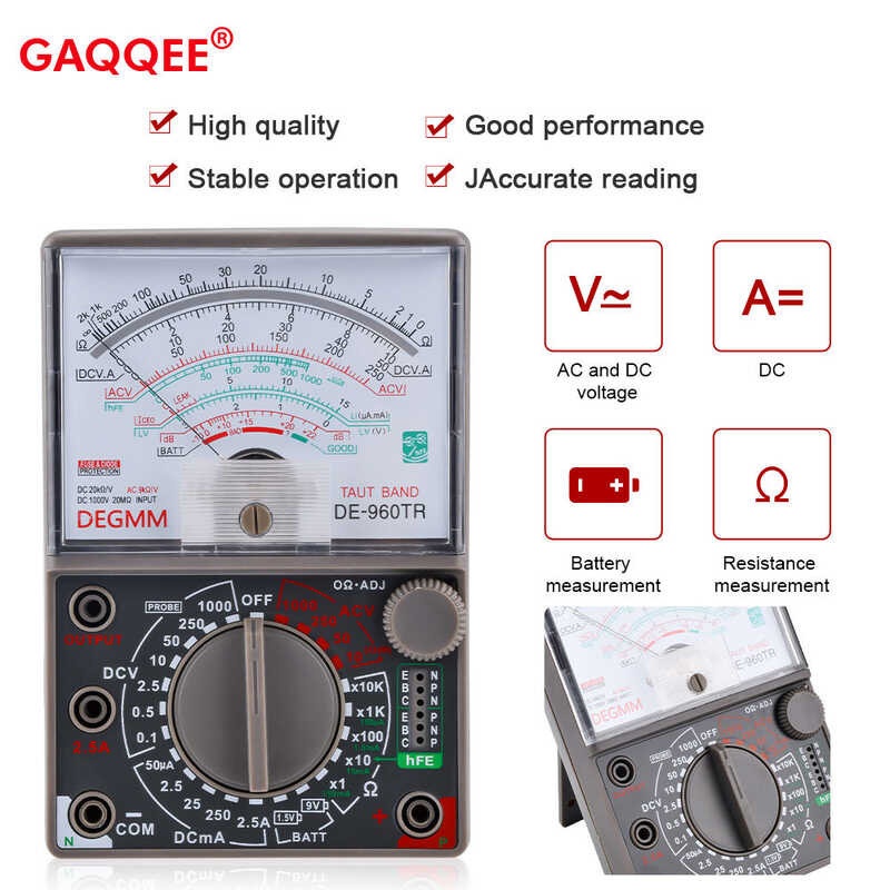 De-960Tr Pointer Mechanical Analog Multimeter Multi-Function AC DC Volt ...