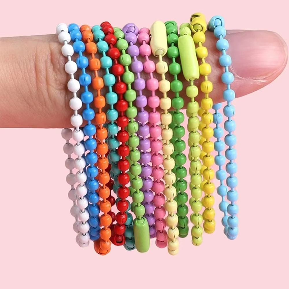 50pcs/Bag DIY Ball Bead Chains Color Key Chain Handmade Dolls Label ...