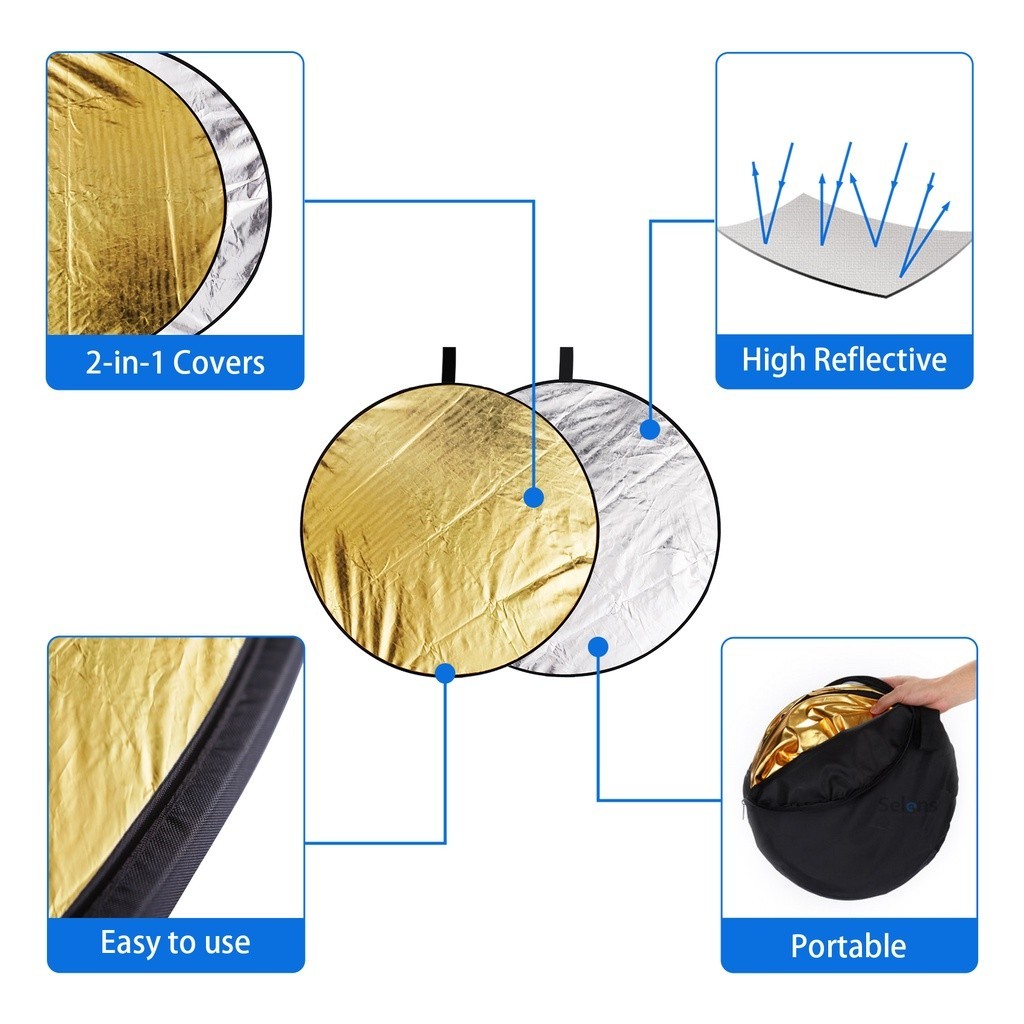30/60/80/110cm Handhold Multi Collapsible Portable Disc Light Reflector ...