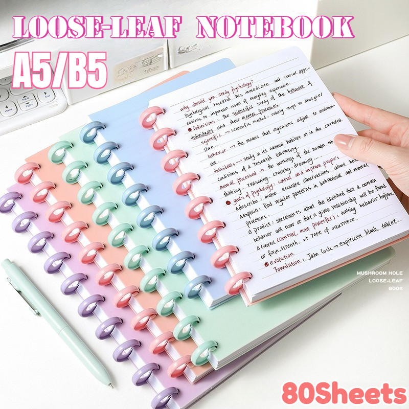 A5/B5 Loose Leaf Notebook Mushroom Button Spiral Notepads Waterproof ...