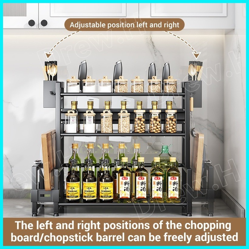 Seasoning Organizer Storage Rack Stainless Steel Spice Rack Kitchen ...