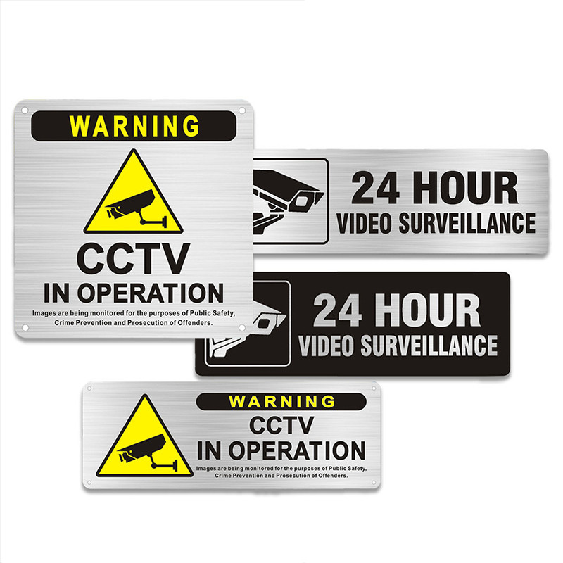 CCTV Warning Sign Aluminum Alloy Metal Plate Video Surveillance ...