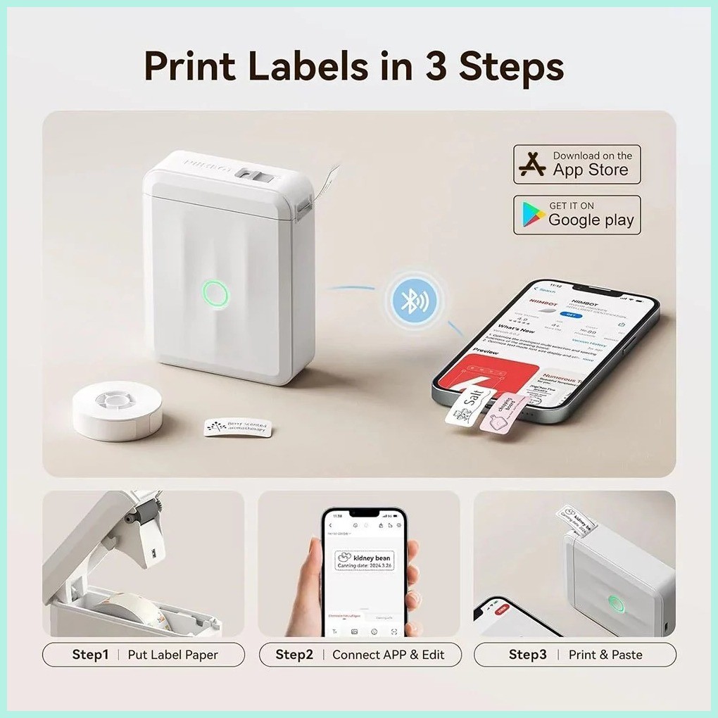 Niimbot D110M PortableLabel Printer Name Sticker Thermal Label Machine ...