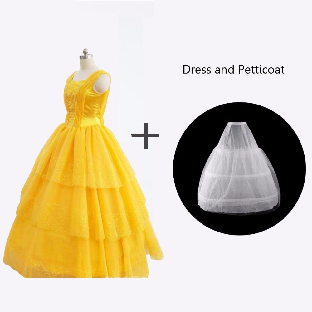 Belle Princess Costume For Girls - Beauty And The Beast Dress With Accessories For Halloween & Parties
