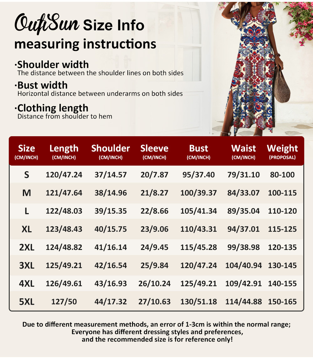 Summer Dress For Women Plus Size Split VNeck Maxi Dress Beach Wear