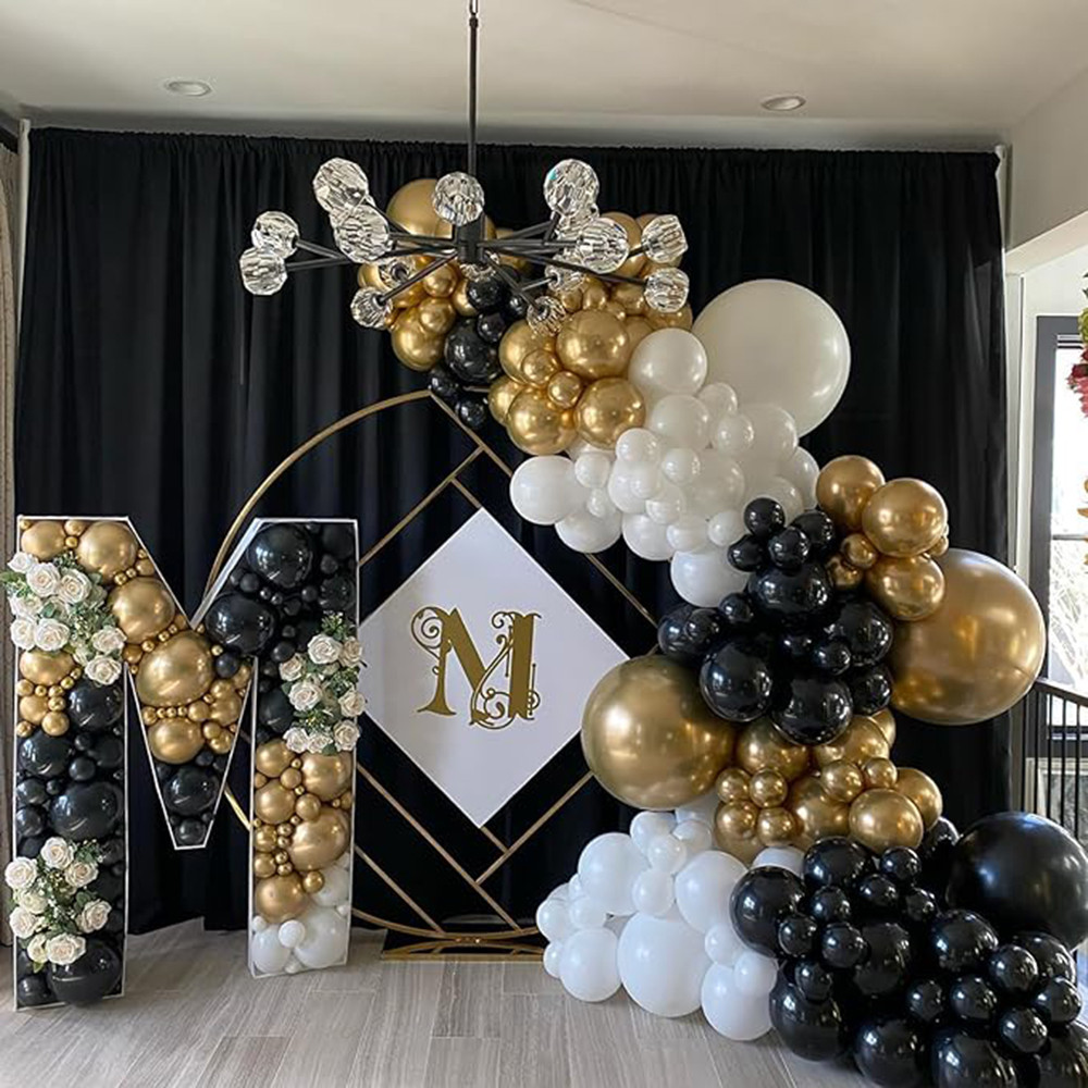Black White Gold Balloons Arch Kit Birthday Party Decor Balloon Garland ...