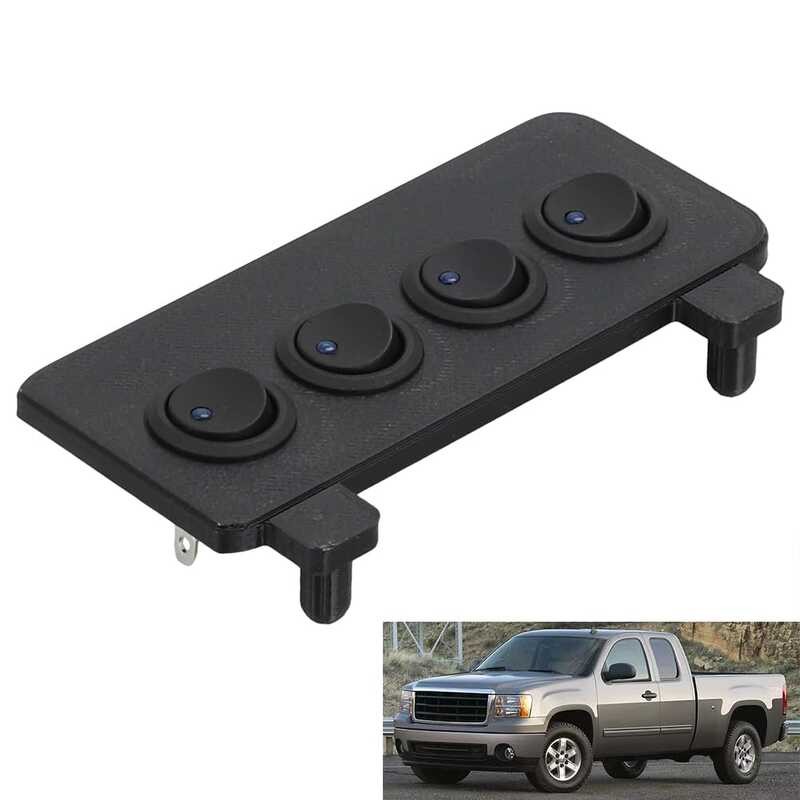 Panel De Interruptor Con 4 LEDs Blancos Para Chevrolet Silverado/GMC Sierra NNBS (2007-2013) - Color Negro, Reemplazo Directo