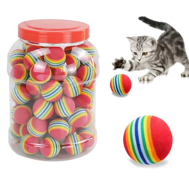 Rainbow Interactive Cat Dog Play Chewing Rattle Scratch EVA Ball ...
