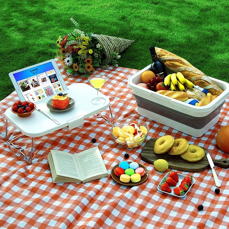 OFNATURE Foldable Picnic Basket Multi-Function Food Tray Table For ...
