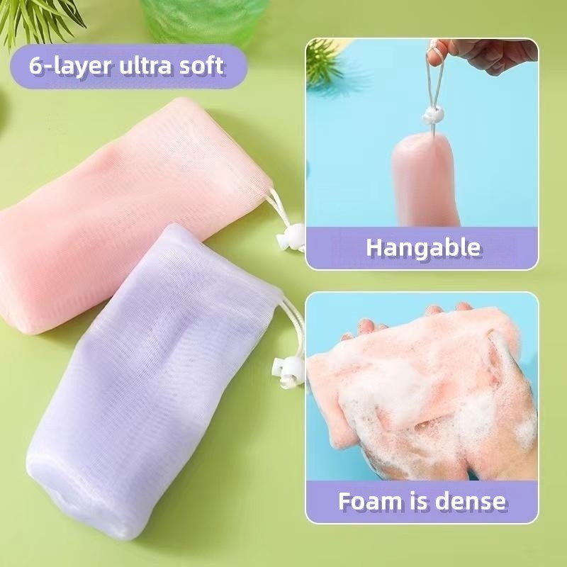 4pcs Multi-layer soap mesh foaming net Soap Net Body Shower Cleaning ...